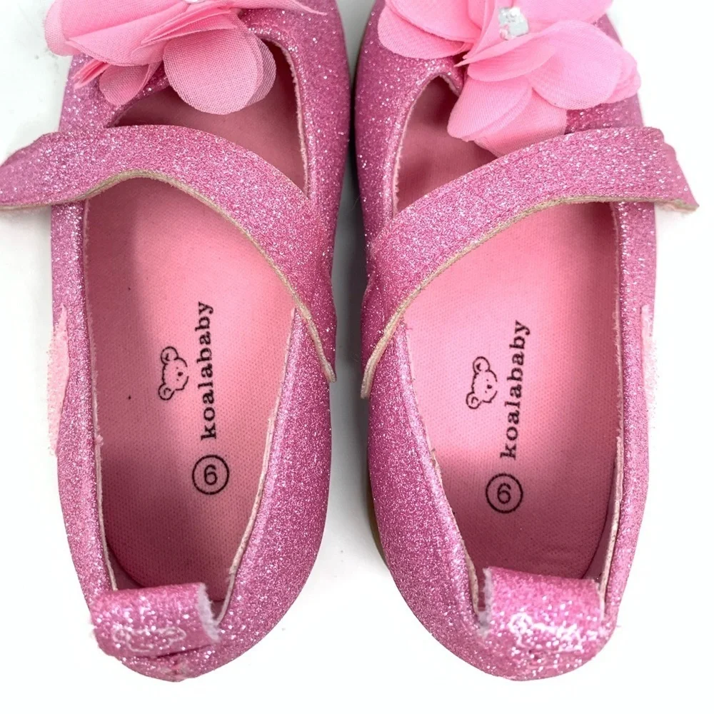 Koala Baby All Pink Glitter Mary Jane Casual Dressy Flat Shoes Girls Size 6